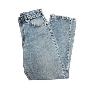 Vintage Lee High Rise Mom Jeans 90s Light Stone Wash Rigid Denim 8P Tapered Leg
